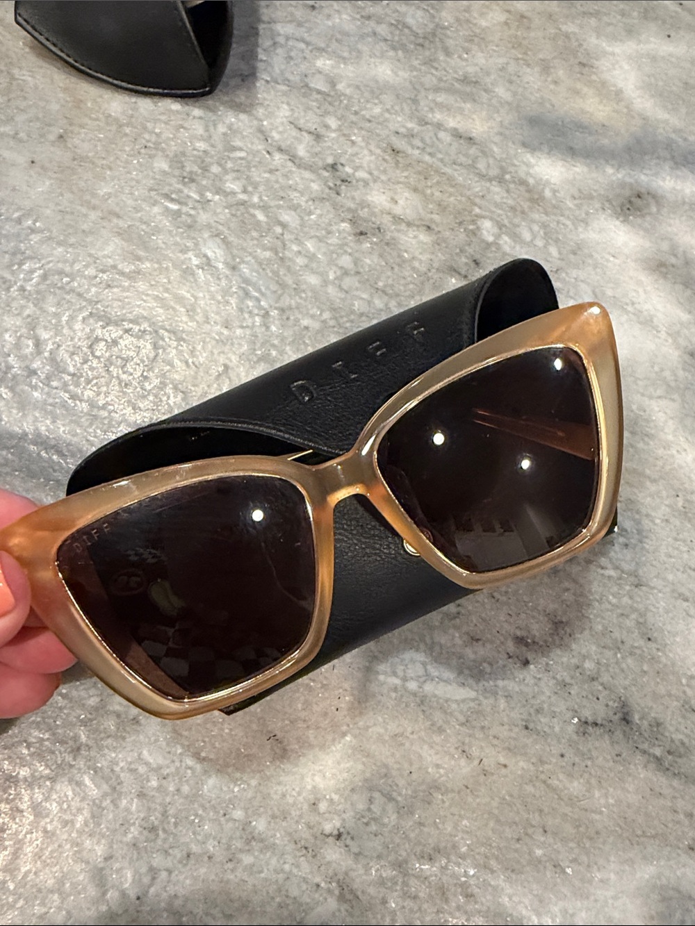 Diff Eyewear Beck Transparent Oversized Square Sunglasses with Dark Lenses